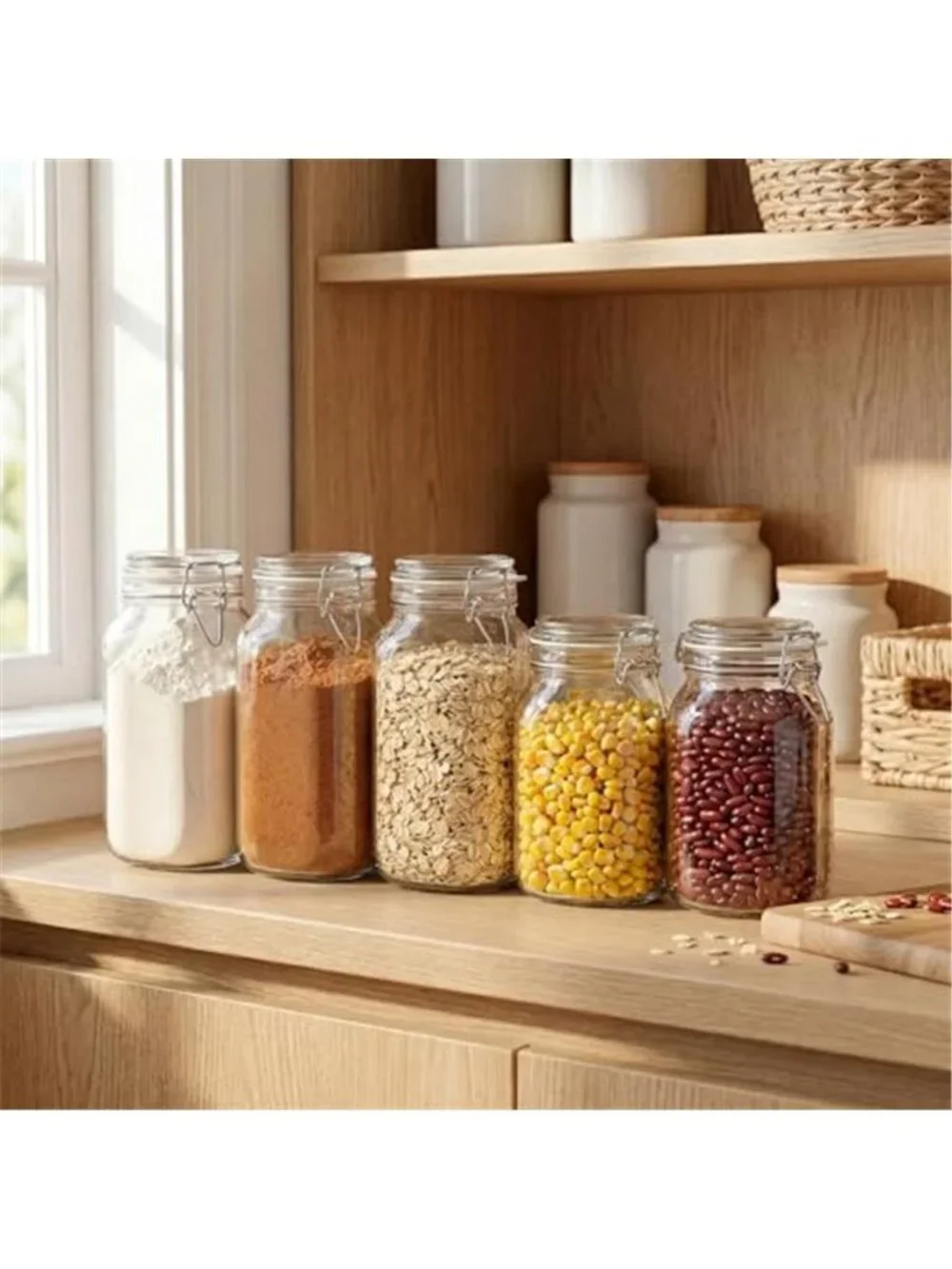 78oz - 3 Pack Square Glass Jars with Airtight Lid, Wide Mouth Mason Jars